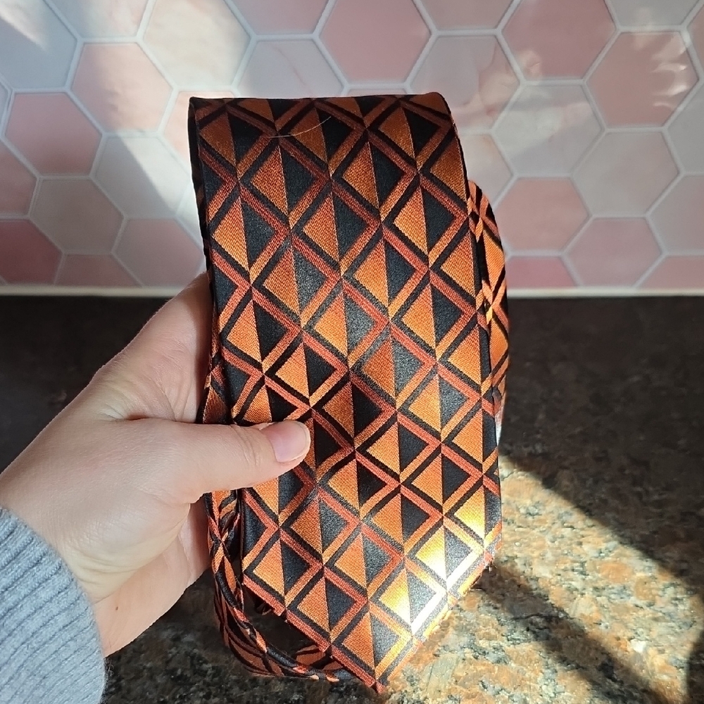 Joseph & Feiss Black and Orange Diamond Pattern Tie